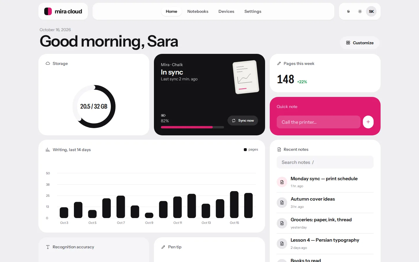 Bento — Dashboard (English, Desktop)