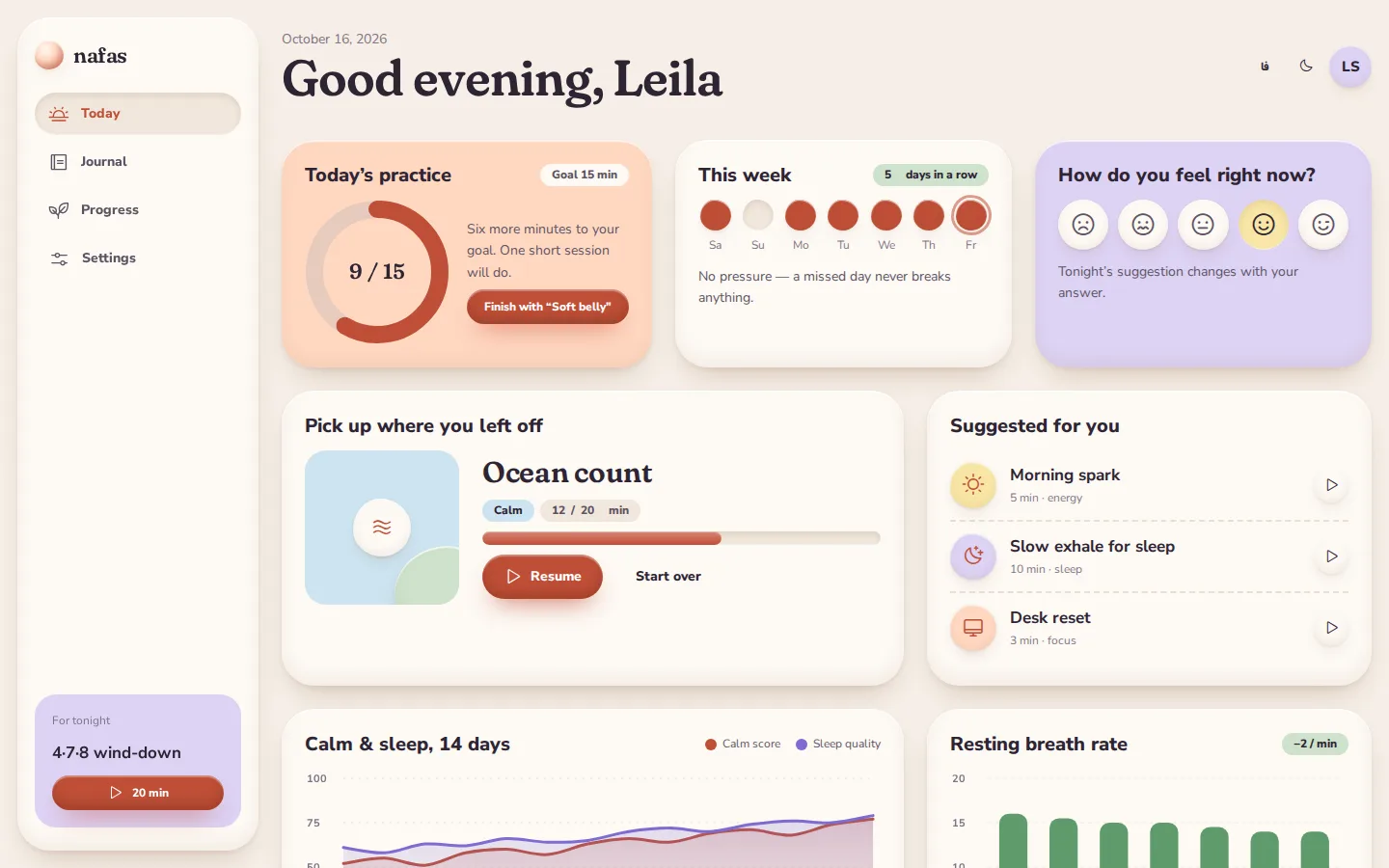 Clay — Dashboard (English, Desktop)