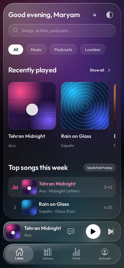 Lucent — Dashboard (English, Mobile)